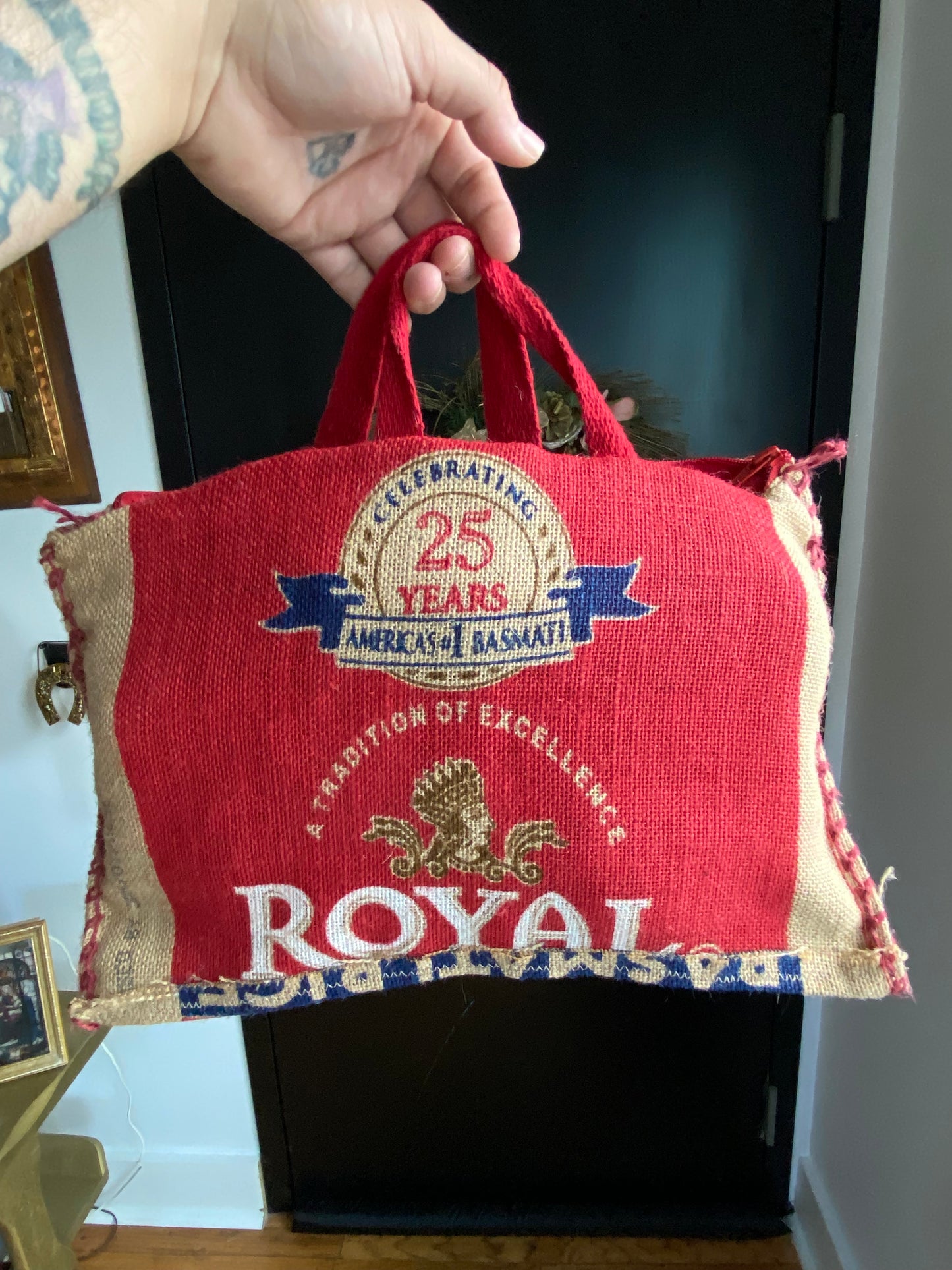 “Imported” Burlap Vest/Bag