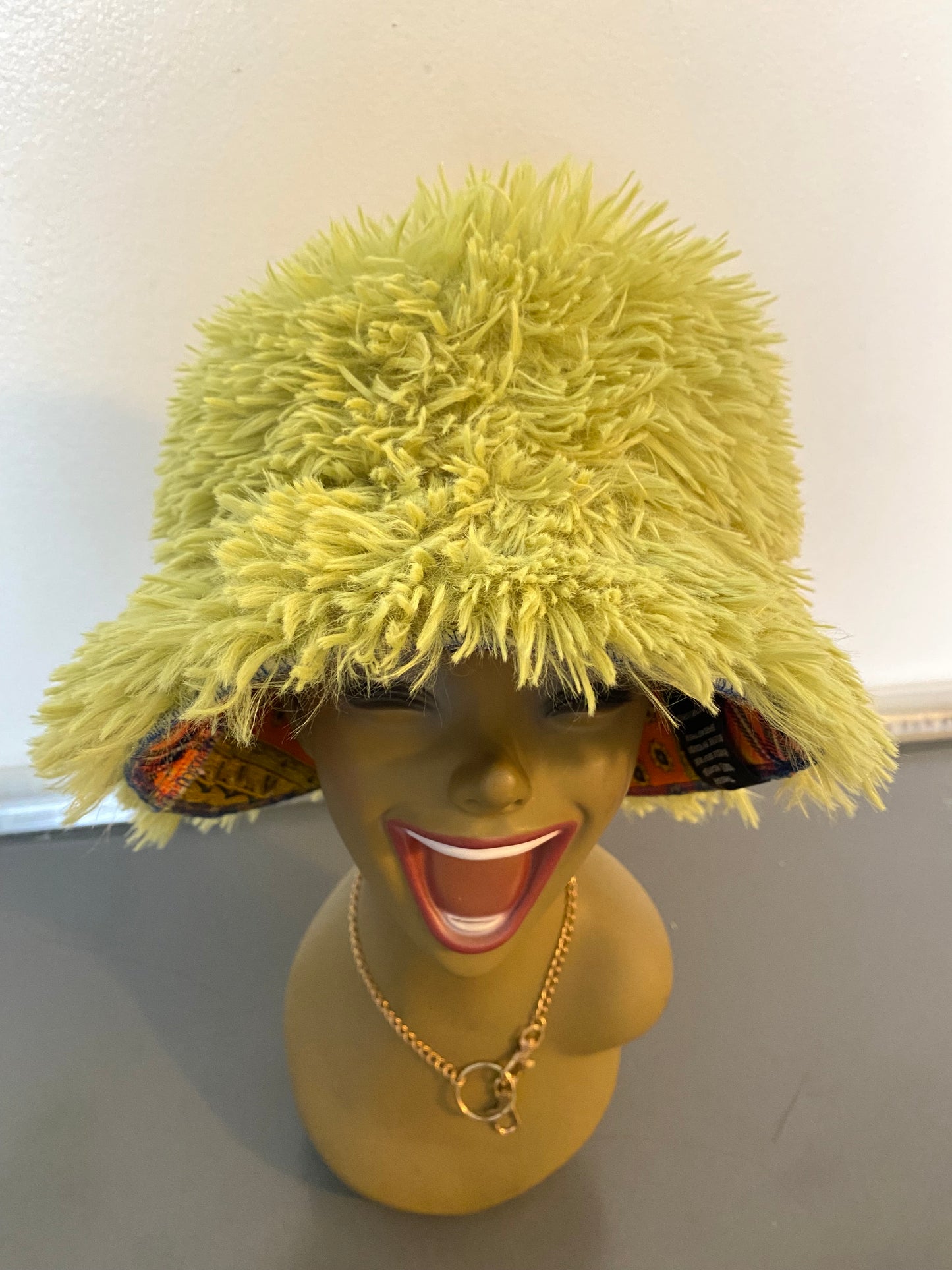 Green Fuzzy Bucket Hat