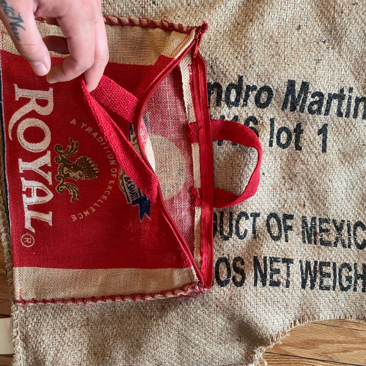“Imported” Burlap Vest/Bag