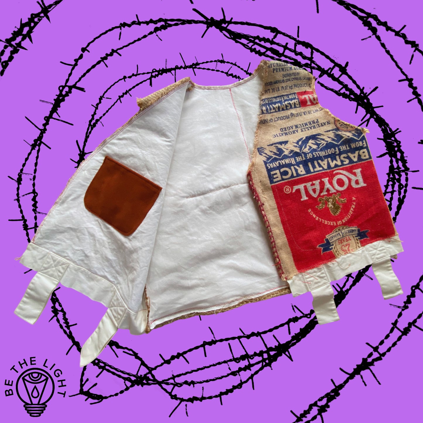 “Imported” Burlap Vest/Bag