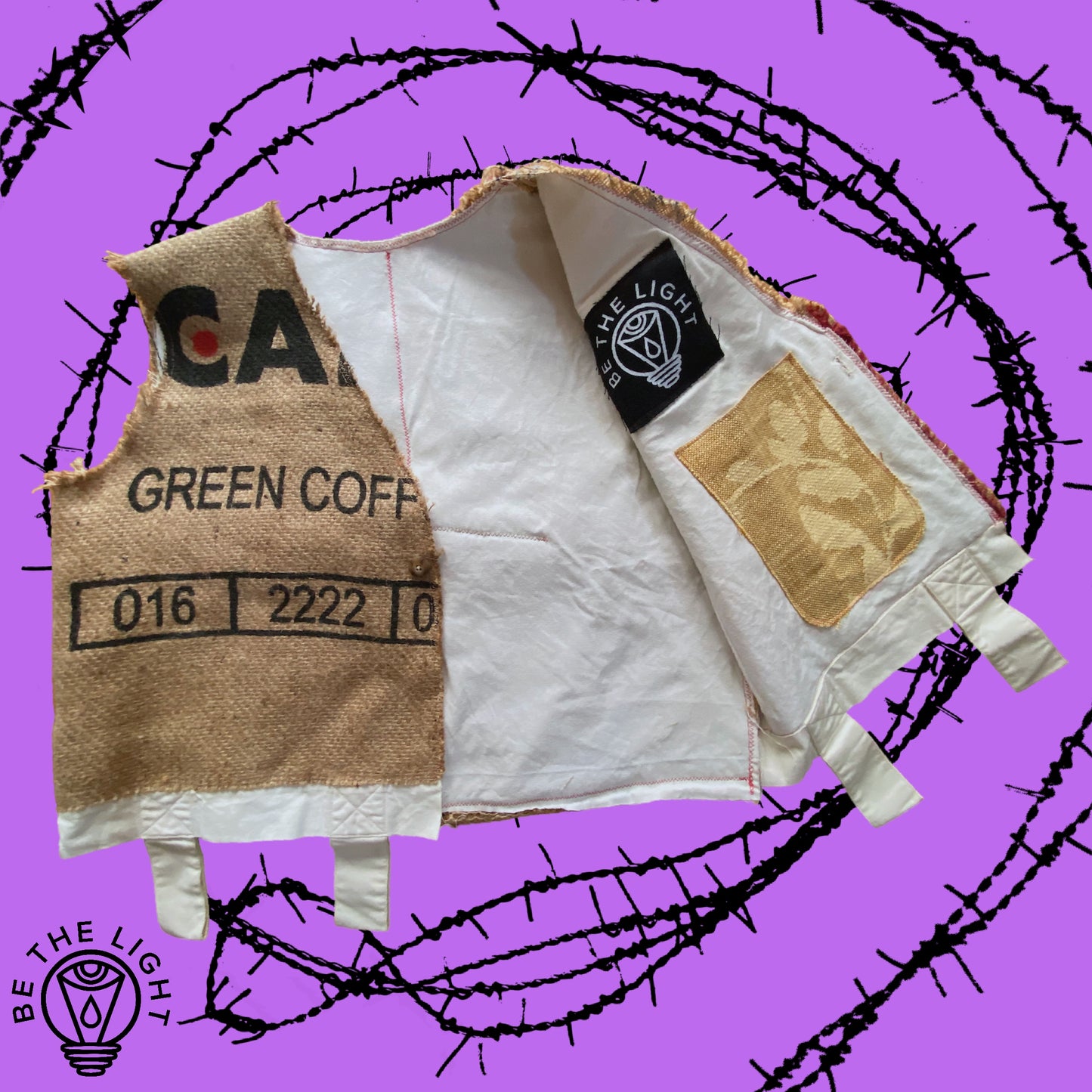 “Imported” Burlap Vest/Bag