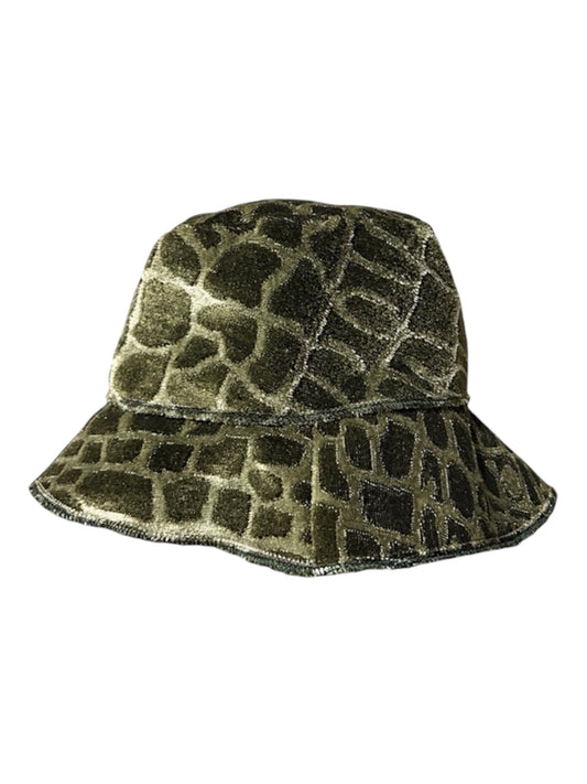 Olive Giraffe Velvet Bucket Hat - Vintage Safari Bucket Hat
