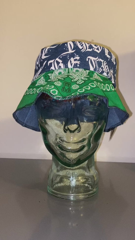 Reversible Denim Bandanna Bucket Hat